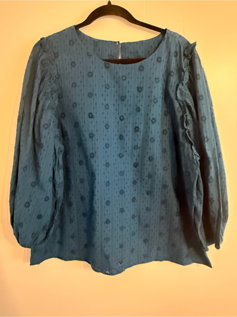 NWT Women's Universal Threads Teal Eyelet Blouse, Size XXL
